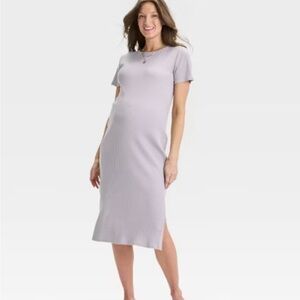 Isabel Maternity by Ingrid & Isabel Soft Gray Ribbed Midi Dress
